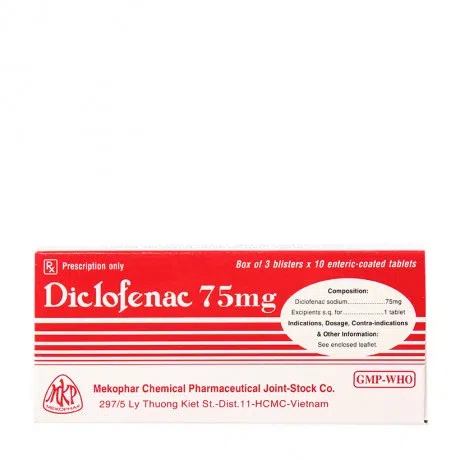 Diclofenac 75mg (3 vỉ x 10 viên/hộp)
