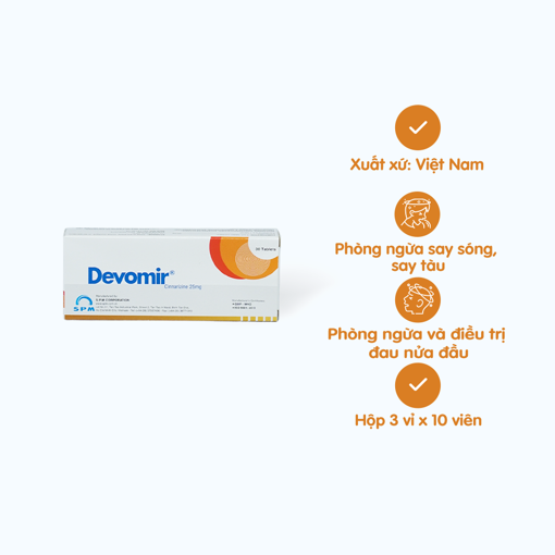 Devomir 25mg (3 vỉ x 10 viên/hộp)