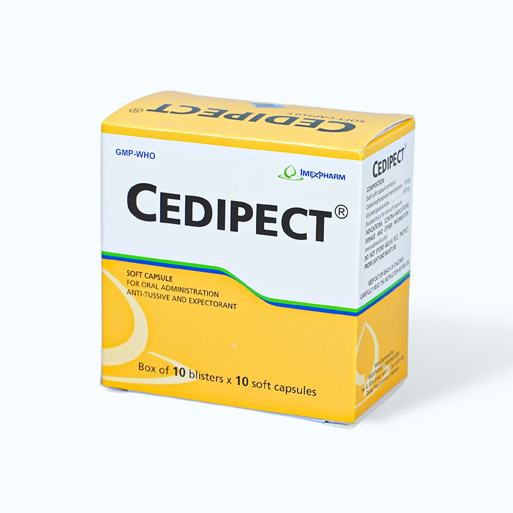 Viên nang mềm Cedipect 100mg Imexpharm trị ho do kích thích, long đờm ...