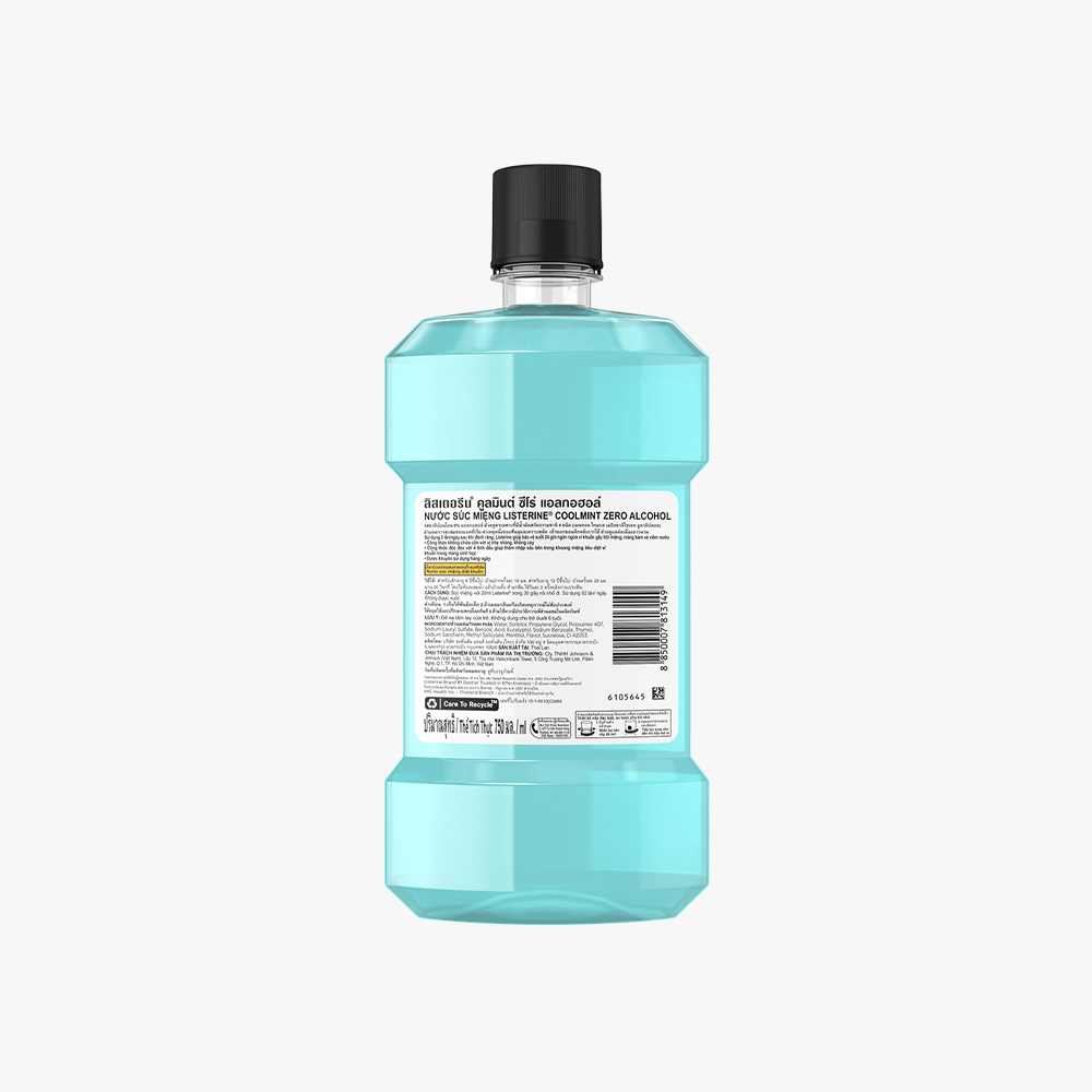 Nước súc miệng diệt khuẩn Listerine Mouthwash Cool Mint Zero Alcohol