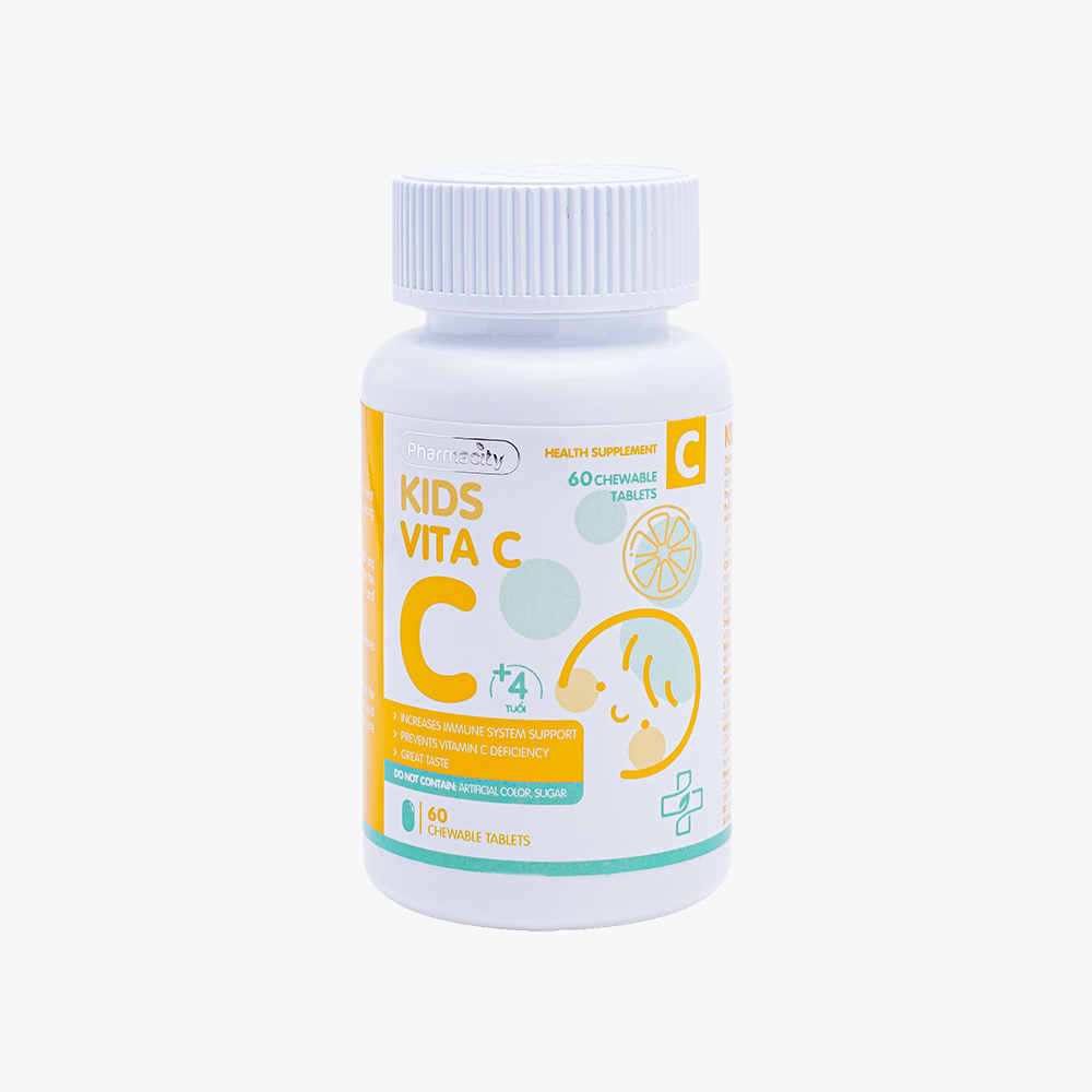 Viên nhai hỗ trợ bổ sung vitamin C Kids Vita C Pharmacity (Hộp 60 viên)