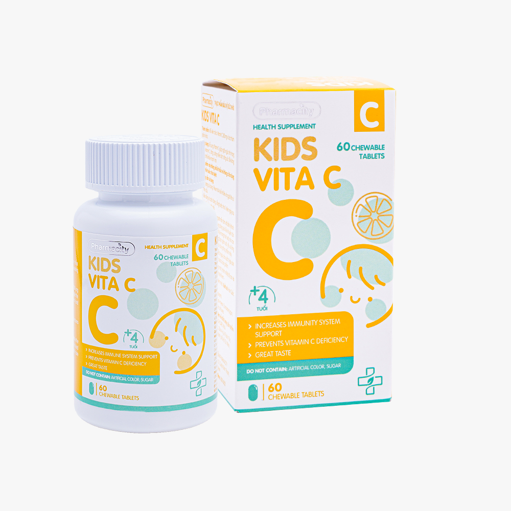 Viên nhai hỗ trợ bổ sung vitamin C Kids Vita C Pharmacity (Hộp 60 viên)