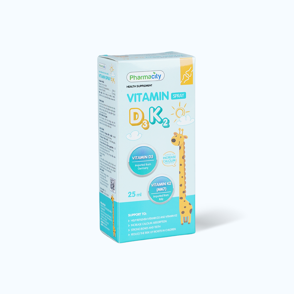 Thực phẩm bảo vệ sức khỏe Vitamin D3 K2 dạng xịt (Hộp 1 chai 25ml)