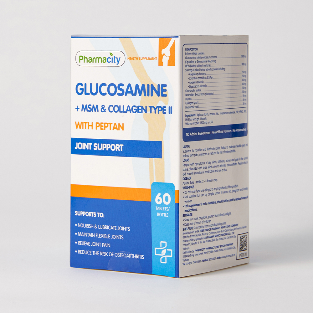 Thực phẩm bảo vệ sức khỏe Glucosamine + MSM & Collagen Type II With