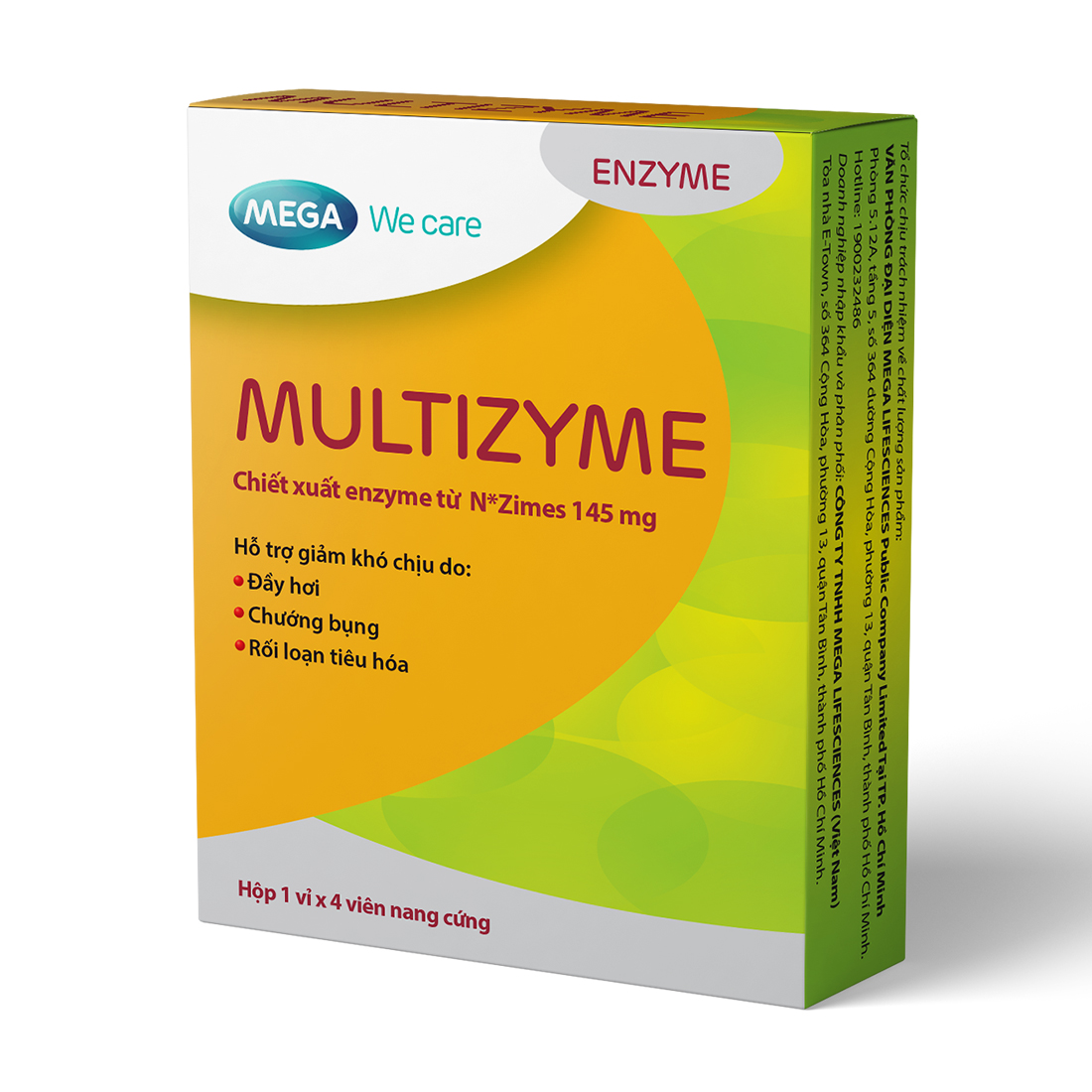 Viên uống Multizyme hỗ trợ giảm đầy hơi, chướng bụng (Hộp 1 vỉ x 4 viên)