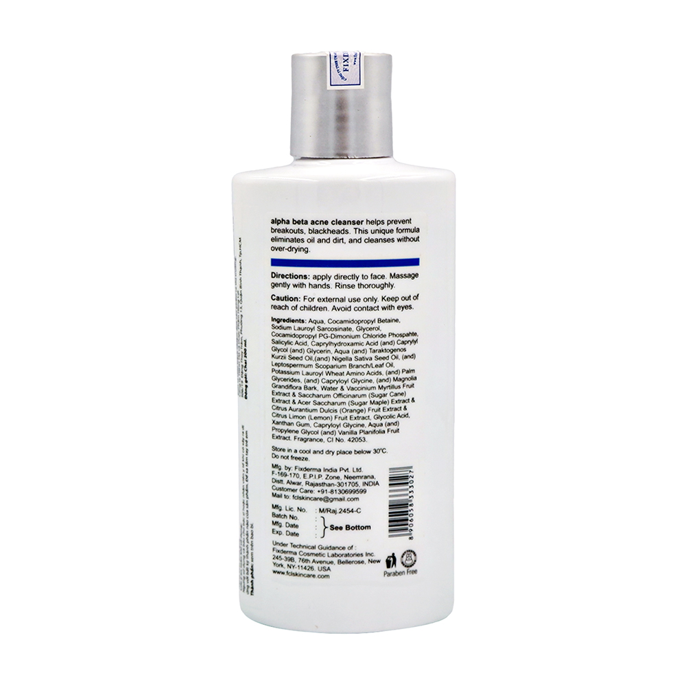 Sữa rửa mặt giúp làm sạch bụi bẩn và giảm mụn Fixderma Fcl AlphaBeta