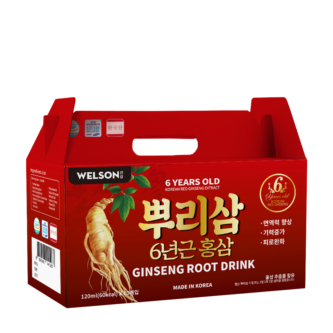 Nước uống nhân sâm nguyên củ Welson Ginseng Root Drink (Hộp 10 chai)