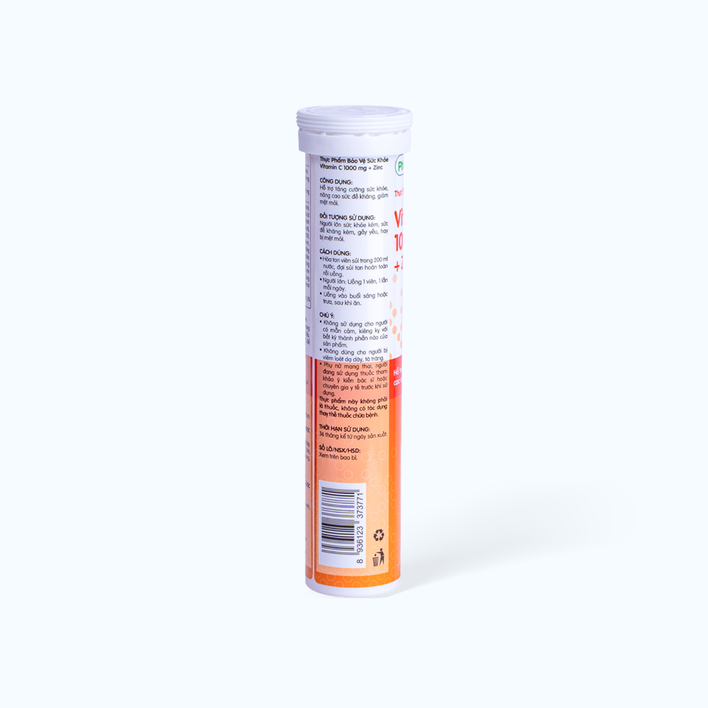 Viên sủi vitamin C 1000mg + Zinc Pharmacity (Tuýp 20 viên)